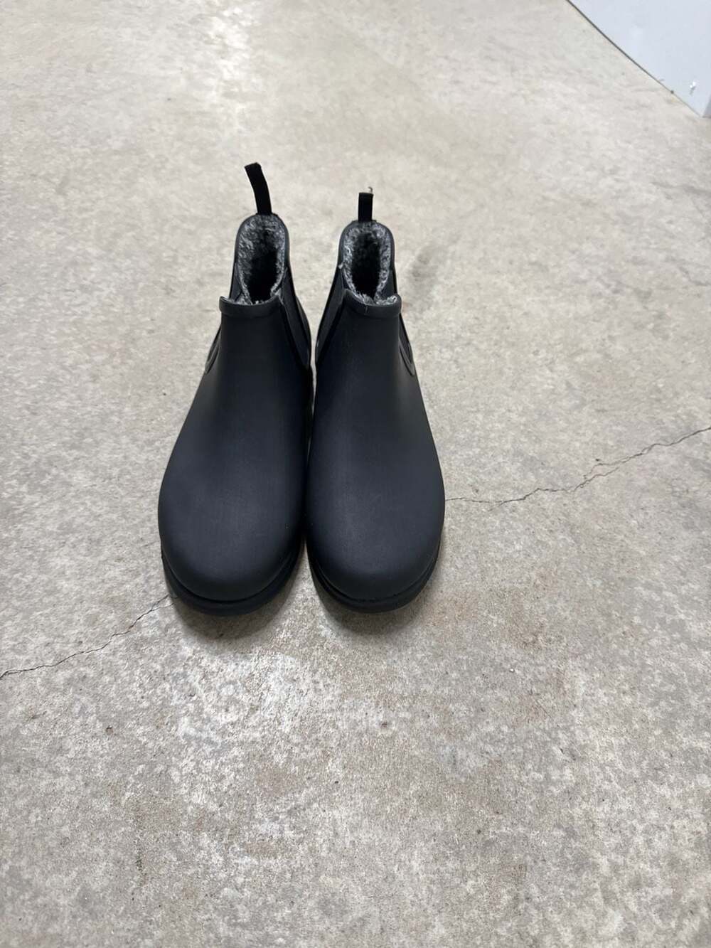 Sweetpea Winter Black Rubber Waterproof Ankle Boots Faux Fur Lining